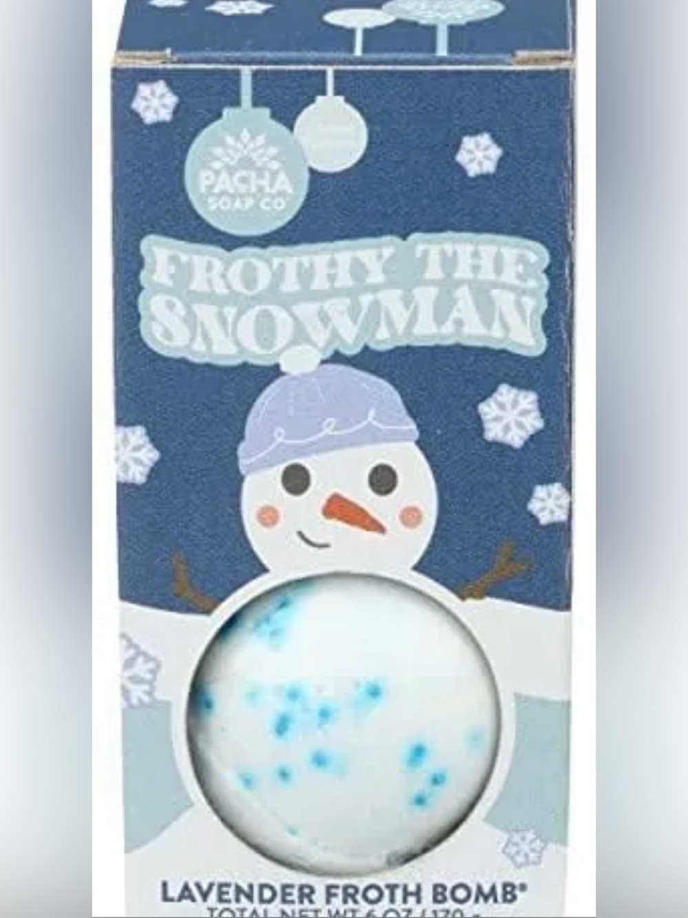 Frothy The Snowman Lavender Froth Bomb - Blue & White